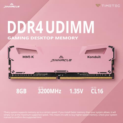 Image of Timetec Pinnacle Konduit 32GB KIT(4x8GB) DDR4 3200MHz PC4-25600 CL16-18-18-38 XMP2.0 Overclocking 1.35V Compatible for AMD and Intel Desktop Gaming PC Memory Module RAM - Pink