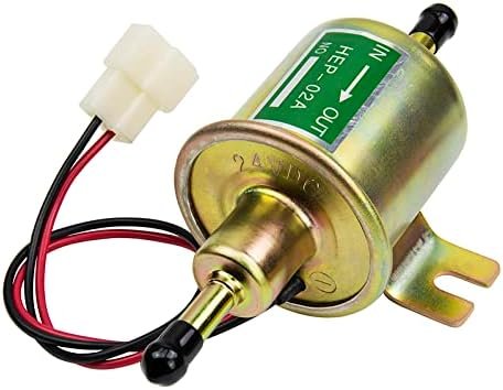 Universal 24V Low Pressure Heavy Duty Gas Diesel Inline Electric Fuel Pump HEP-02A (3-8 PSI) for Motorcycle Carburetor Lawn Mower