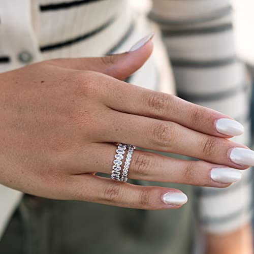 Espere 7 1/2 Ctw Oval Cut Cz Eternity Ring | Womens Wedding Band Stacking Ring Rhodium Plated Size 6 #TOP3