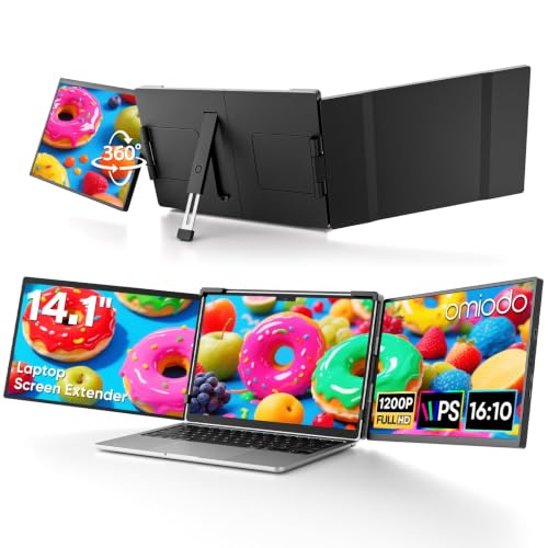 Image of 14 inch FHD 1200P IPS Laptop Screen Extender Fits 14 inch-17.3 inch Laptops | Triple Portable Monitor for Laptop, Plug & Play Dual Screen Compatible with Win, Mac, Android&Chrome OS