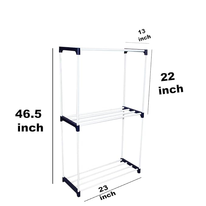 Image of Stainless Steel Clothes Drying Rack for a Small Place Small Clothes | Kids Drying Clothes Stand Drying with Wheels3 Layer Clothes Drying Stand Rack for Balcony(Pack of 1)