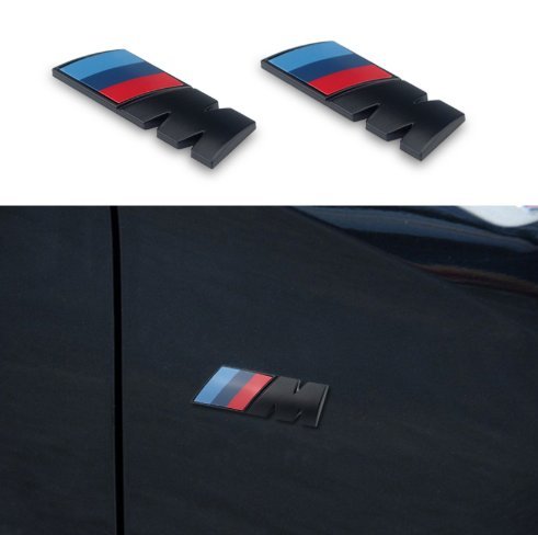 Black M Tri Color Fender Side Emblem LOGO Decal BADGE Sticker For All BMW