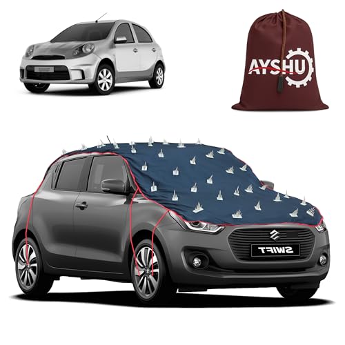 Image of AYSHU Water-Resistant Spike Car Cover for Nissan Micra - Protects from Dogs, Monkeys, Dust, Sunlight & UV - Full Roof Universal Fit