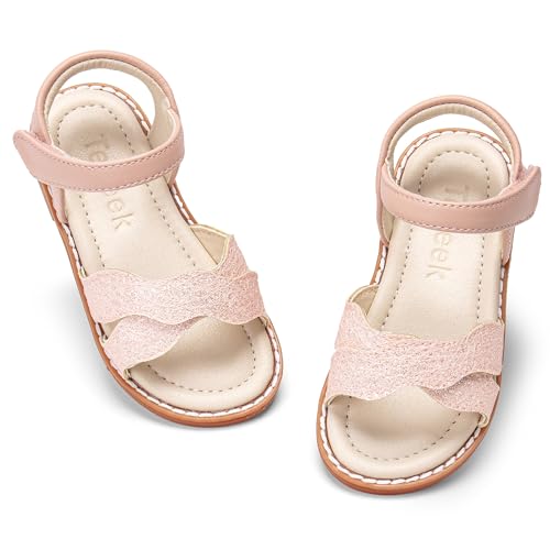 Image of Girls Dress Sandals Comfy Hook and Loop Summer Shoes for Toddlers