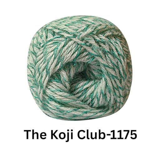 Image of VCR Mint Green and White Color Yarn, 100 Grams Hank, 275 Meters Length, 80% Acrylic, 20% Nylon Ball The Koji Club Yarn for Crochet and Knitting, Pack of 1, Suitable for DIY