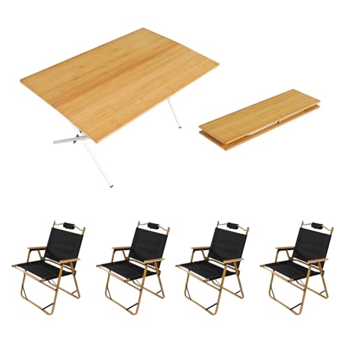 1 Stück Klapptisch mit 4 Stühlen, 80 cm L tragbarer klappbarer Campingtisch, klappbare Picknicktischstühle für den Grilleinsatz im Innen- oder Außenbereich