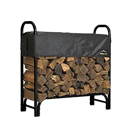 Shelterlogic 4' Adjustable Heavy Duty Outdoor Firewood Rack With Steel Frame Construction And Water-Resistant Cover #TOP21