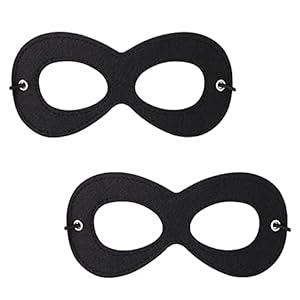 AIMIKE Superhero Mask, Black Felt Eye Mask, Halloween Dress Up, Adjustable Eyemask w/Elastic Rope