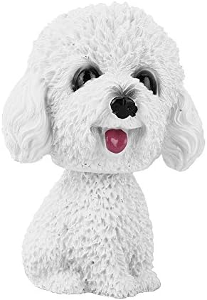 Huhushop Simulation Shaking Head Dog Decor Bobble-Head Dog Toy for Car Interior Dashboard Ornament,White Poodle(White)