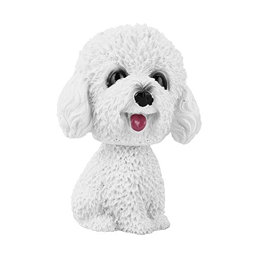 Dioche Bobble Head for Car Dog Bobble Head Toy for Car Interior Dashboard Ornament (White), Teddy (White)