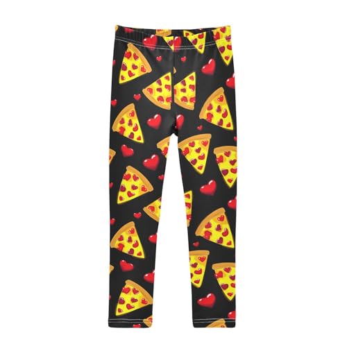 Food Pizza Red Heart Girls Leggings Soft Stretch Workout Yoga Dance Pants for Kids Casual Tights