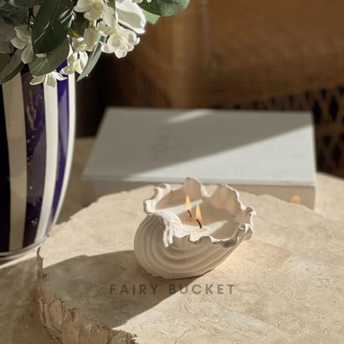 Image of Fairy Bucket Seashell Scented Candle - Aesthetic Shell Decorative Aroma Candle for Home Decor, Bedroom & Living Room - Luxury Fragrance Candle for Relaxation, Spa & Gift (Conch Shell)