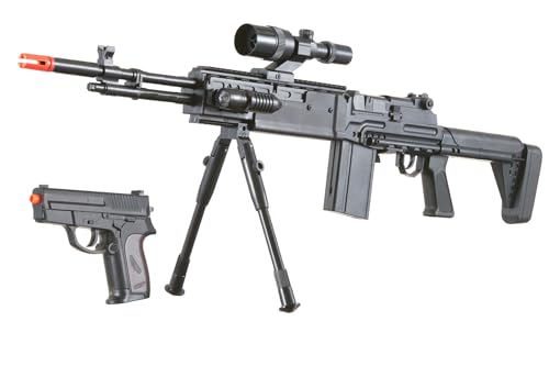 Goldenball P1160 Airsoft Spring Sniper Rifle and Pistol Kit with Laser and Flashlight