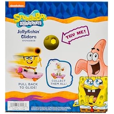 SPONGEBOB SQUAREPANTS Jelly Fishin Gliders - 5 in Spongebob Pull-Back Racing Toy with Action Net, Fast Motion & Undersea Adventure Play for Kids Ages 3+