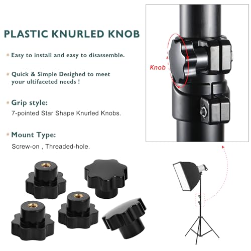 Miniatura 6 de Knpwer Lot De 10 Tuercas Con Mango De Estrella M6 De Plástico Negro