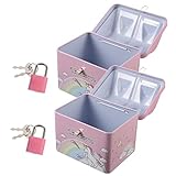  BESTonZON 2 Pièces Stockage De La Boîte à Monnaie Ornement des Modèles Décor Maquette Metal Modèle De Maison en Métal Pot d\'argent De Dessin Animé La Licorne Orne Fer Blanc Enfant Tirelire