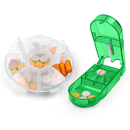 AOOWU Cortador de Pastillas, Corta Pastillas Con Pastillero, Partidor De Pastillas Con Cuchilla De Acero Inoxidable, Separador De Pastillas, Divisor De Pastillas Para Píldoras Pequeñas Y Grandes