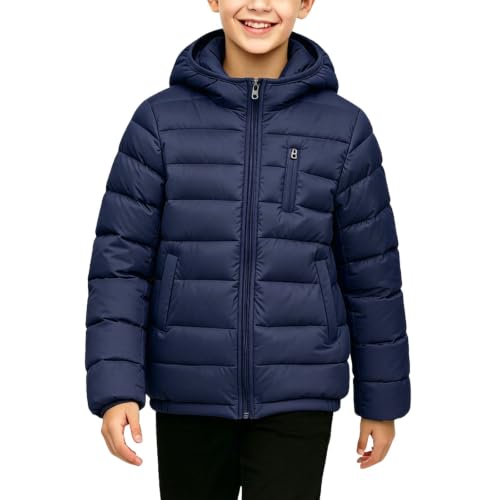 Image of Navy Boys Winter Coat Light Puffer Jacket Hooded Padded Coat 14 Years