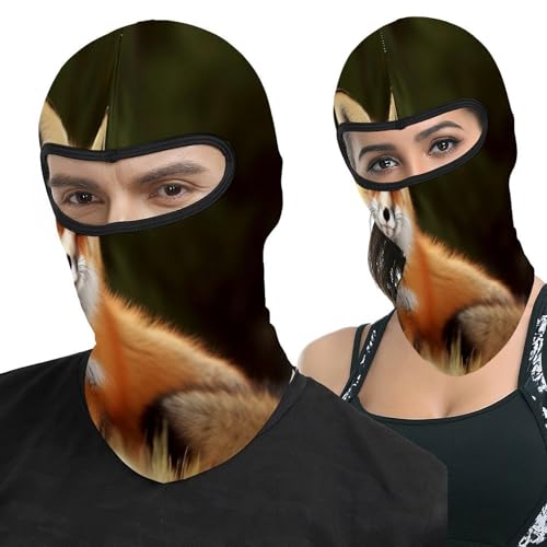 Pasamontaña térmico para hombre y mujer con estampado de zorro, máscara facial para esquí, motocicleta y clima frío miniatura 1