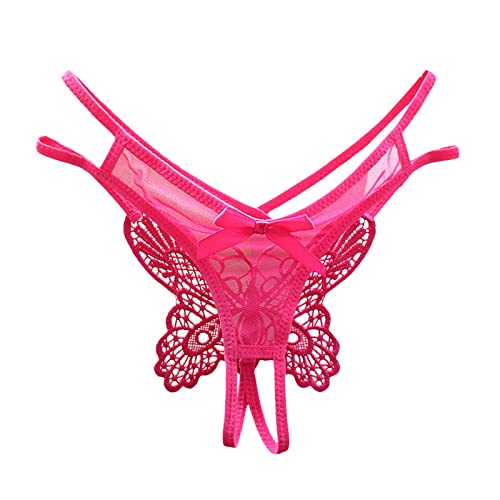 LOPILY Frauen Low Waist Traceless Mesh Bestickt Big Butterfly Open End Tanga Unterwäsche Schwangerschaft String Cover