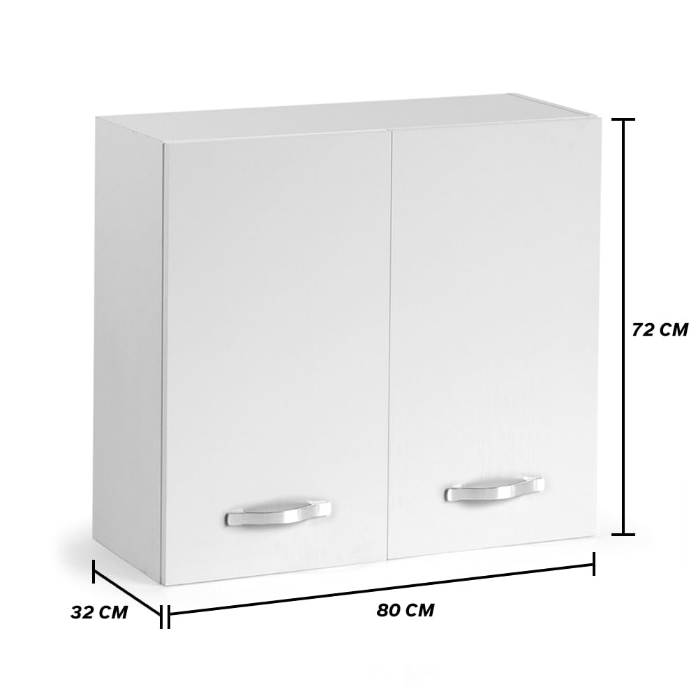 REDÒKASA Pensile per cucina componibile da 80 cm con due ante, realizzata in legno 100% MADE IN ITALY (Bianco con ante Bianco Frassino)