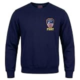 Artisan Owl F.D NY-Inspired Embroidered Crew Neck Sweatshirt, Relaxed Fit, Navy Blue (Extra Large)