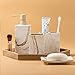 RQYIXI Bathroom Accessories Set 4 Pieces Toothbrush Holder Soap Dispenser Ceramic Bathroom Decor Set Contain Toothbrush Cup Soap Dish Tumbler Marble Brown