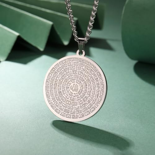 EUEAVAN 99 Names Of Allah Necklace Ayatul Kursi Necklace Asma - Ul - Husna Pendant for Women Islamic Muslim Jewelry Eid Ramadan Gifts (silver) - Image 2