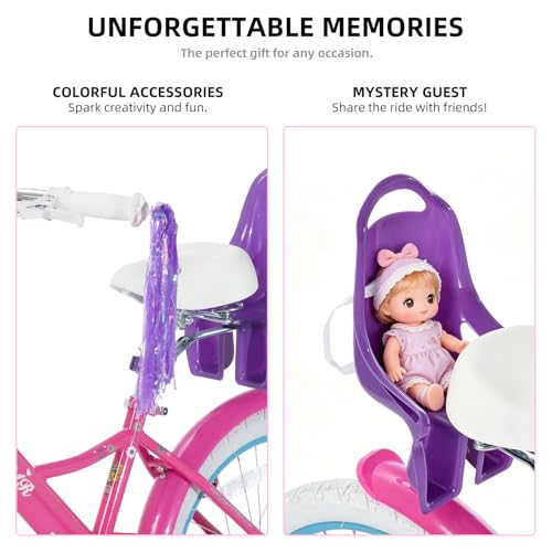 Image of JOYSTAR Little Daisy Kids Bike for Girls Boys Ages 2-10 Years, 12 14 16 20 Inch Girls Bikes with Doll Bike Seat & Streamers, Boys Bike with Flag & Number Plate, Multiple Colors