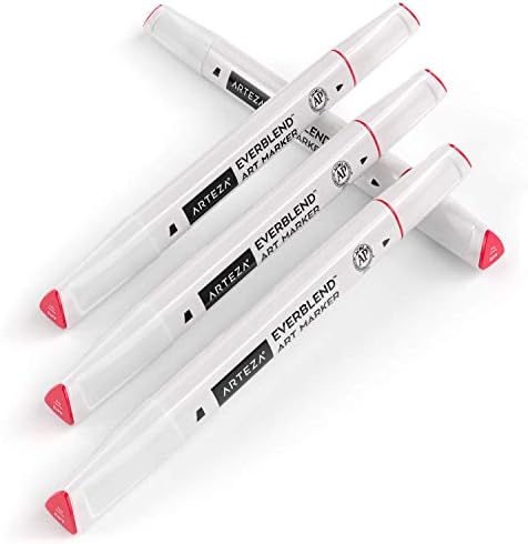 ARTEZA Everblend Art Markers, Set of 60 Colors, Sketch Markers with Dual Tips (Fine and Broad Chisel) for Painting, Coloring, Sketching and Drawing Include Organizer Case with 72 Slots