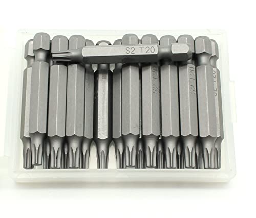 TMAX 20p T20 Torx Star 6 Point 2" L Screwdriver Insert Bit, Impact S2 Steel