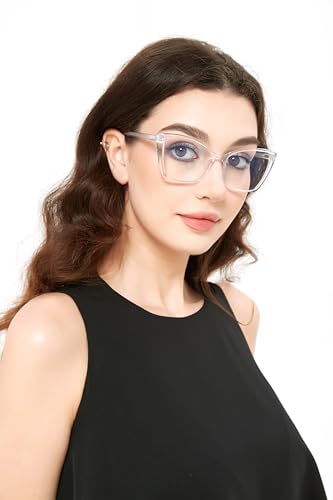 Image of Blue Light Blocking Glasses for Women, Oversized Trendy Cat Eye Computer Gaming Glasses Anti Glare & UV Glare RF6204 (Leopard Cateye Frame)