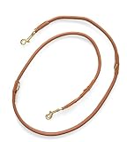 Hundeleine Leder 2,0m Premium Rund-Lederleine mit Edelstahl-Karabiner, Hunde Führleine mehrfach verstellbar - Francis (Braun)
