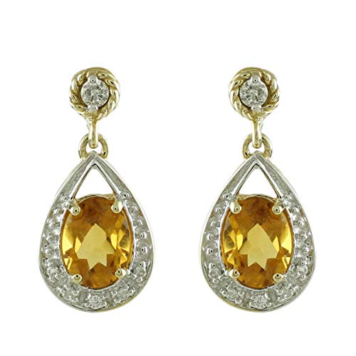 Carillon Citrine Oval Shape Gemstone Jewelry 18K Yellow Gold Drop Dangle Earrings For Women/Girls #TOP9