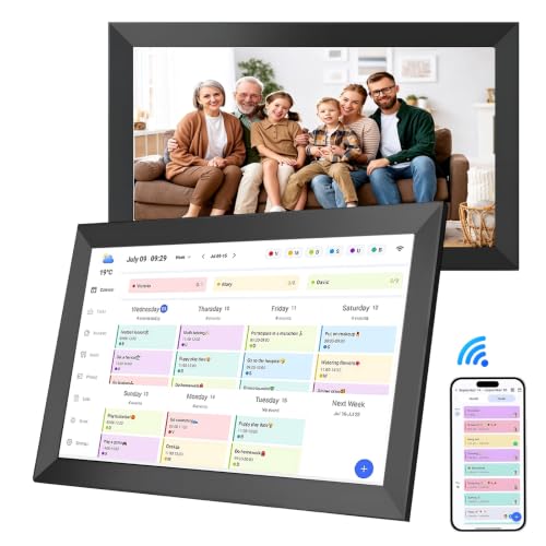 Calendario digital pared 15.6" inteligente HD con 32GB de memoria y rotación automática negro