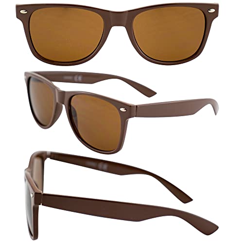 AlterImage Jive Sports Retro Sunglasses for Men or Women 3 Pair Brown Frame w/Brown Lenses & Black Frames w/Flash Mirror & Smoke Lenses