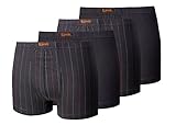Frank Fields Herren Retroshorts Retropants Boxershorts Mehrfarbig aus Baumwolle mit Elasthan, 2er oder 4er Pack Pack Gr 5-9 (5, 4 Stück: 2 x braungrau Uni + 2 x braungrau Streifen)