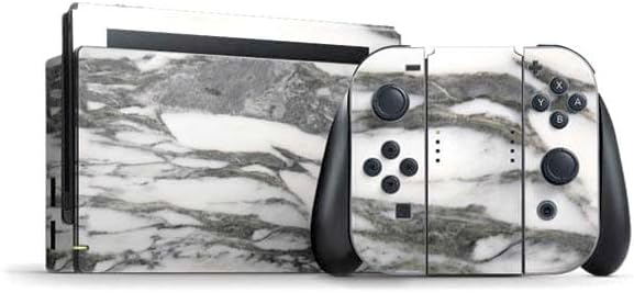 Skinit Decal Gaming Skin Compatible with Nintendo Switch Bundle - Silver Marble Design