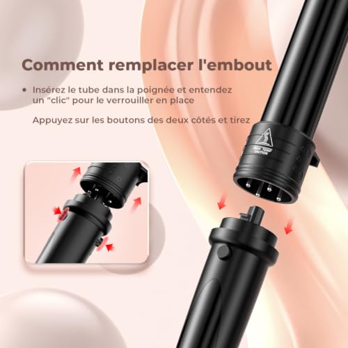 ELEHOT-Store Fer à Boucler Boucleur Céramique Fer à Friser 5 en 1 avec LCD Écran Multifonction Interchangeable boucleur a cheveux avec Gant ET-W301 – vue 8
