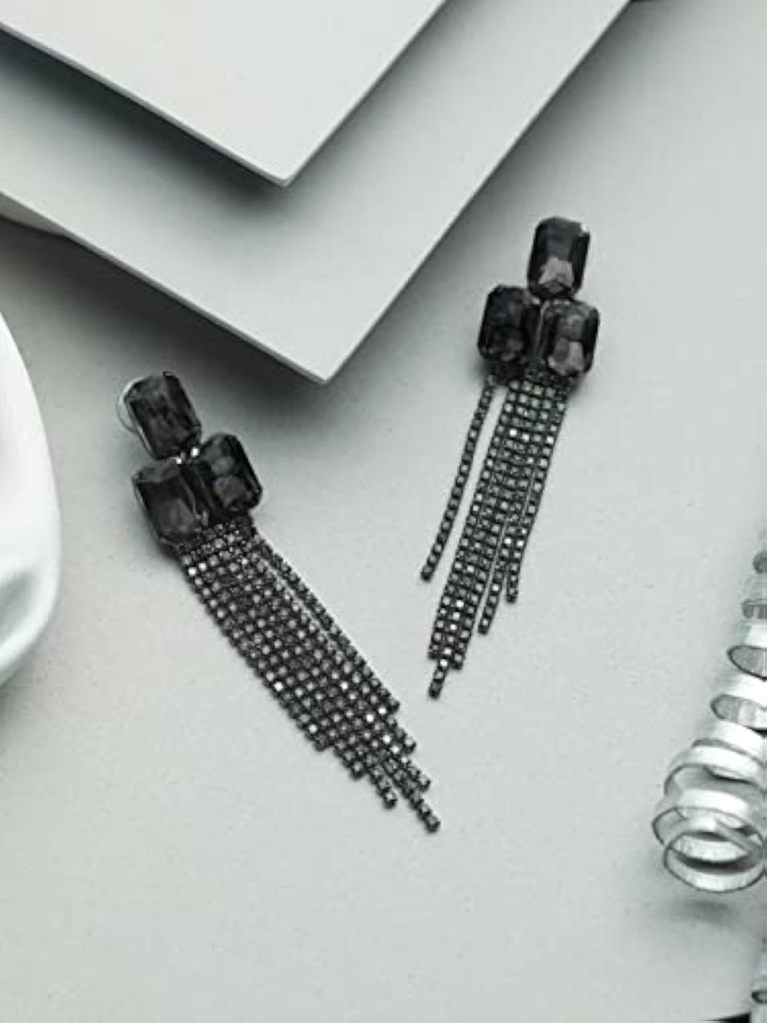 Block Tasseled Drop Earrings