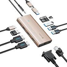 PHIXERO 12 in 1 USB Docking Station Triple Monitor for Mac M1/M2, Displaylink Dock with 2 HDMI & 1 VGA, 3 USB 3.0 &1 USB 2.0, SD/TF Port, Ethernet, Audio, Compatible with Thunderbolt, Windows,et