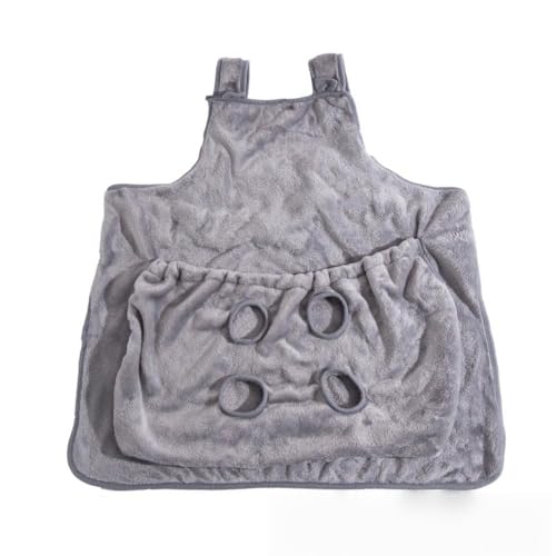 SearEase ペット猫寝袋 抱っこ用エプロン ポケット 猫 ニャンコ 小型犬 キャリア 抱っこ紐 カンガルーポケット ペットスリング 毛粘着防止 暖かい ブランケット 防寒対策 (4穴グレー)