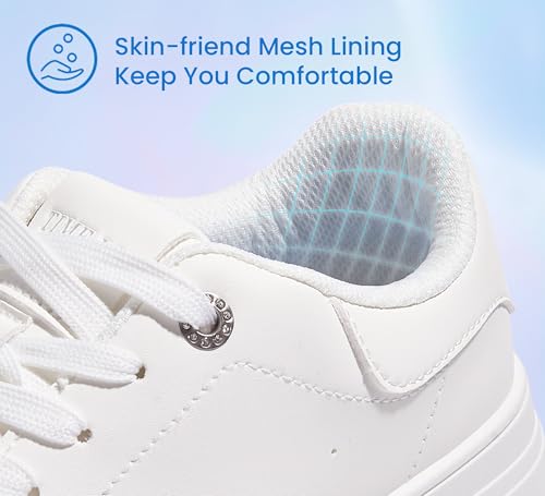 Women's Platform Fashion Sneakers Faux Leather & Anti-Slip Sole Classic Tennis Shoes for Casual Lace up Sport & Walking2