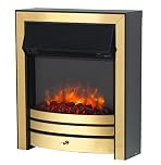 Endeavour Fires Roxby Inset Electric Fire Brass Trim and Fret, 220/240Vac 1&2kW, 7 Day Programmable Remote Control Freestanding Electric Fire (with full depth spacer)