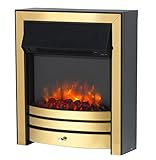 Endeavour Fires Roxby Inset Electric Fire Brass Trim and Fret, 220/240Vac 1&2kW, 7 Day Programmable Remote Control Freestanding Electric Fire (with full depth spacer)