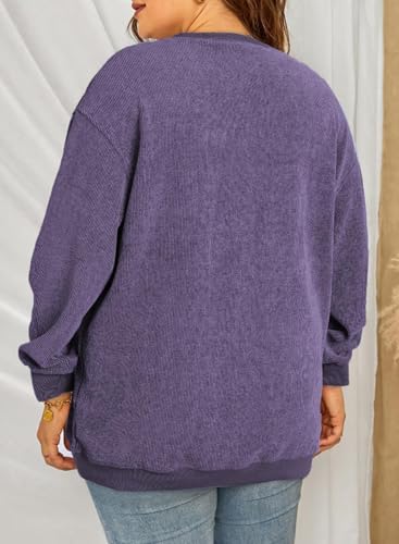 Image of Eytino Women Plus Size Sweatshirt Oversized Crew Neck Long Sleeve Tops | Fall Fashion Clothes 2026, Oversized Sweat Shirt, Soft Comfy Pullover, Travel Casual Work Lounge Daily Outfit