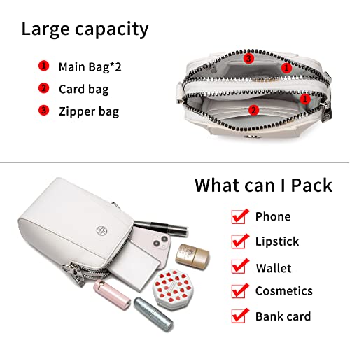 Leather Cell Phone Bag Wallet Purse Crossbody Bag for Women Shoulder Bags Adjustable Strap Double Zip Bags4