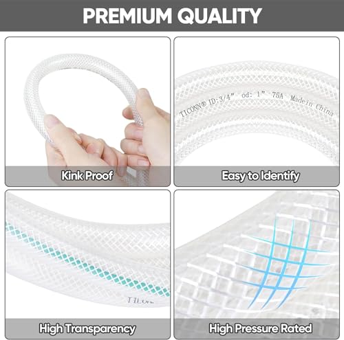 Image of AUTOMAN 1 /2'' (0.5 INCH) 12MM 20 METER (65 FEET) Transparent High Presure Heavy Duty Braided Water Pvc Hose Pipe For Garden,Car Wash, Floor Clean,Pet Bath. (10 Year Replacement Warranty)