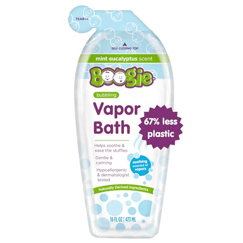 Image of Boogie Kids Botanical Bubble Bath, Soothing Vapor, Made with Natural Essential Oils, Mint Eucalyptus, 16 oz (Pack of 1)