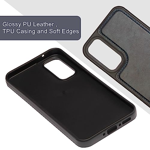 Image of SPRIG Compatible with Samsung Galaxy A34 5G Phone Glossy PU Leather TPU Premium Back Cover Drop Tested Shock Proof Mobile Case for Men, Women, Boys and Girls with Camera Protection (Blue)